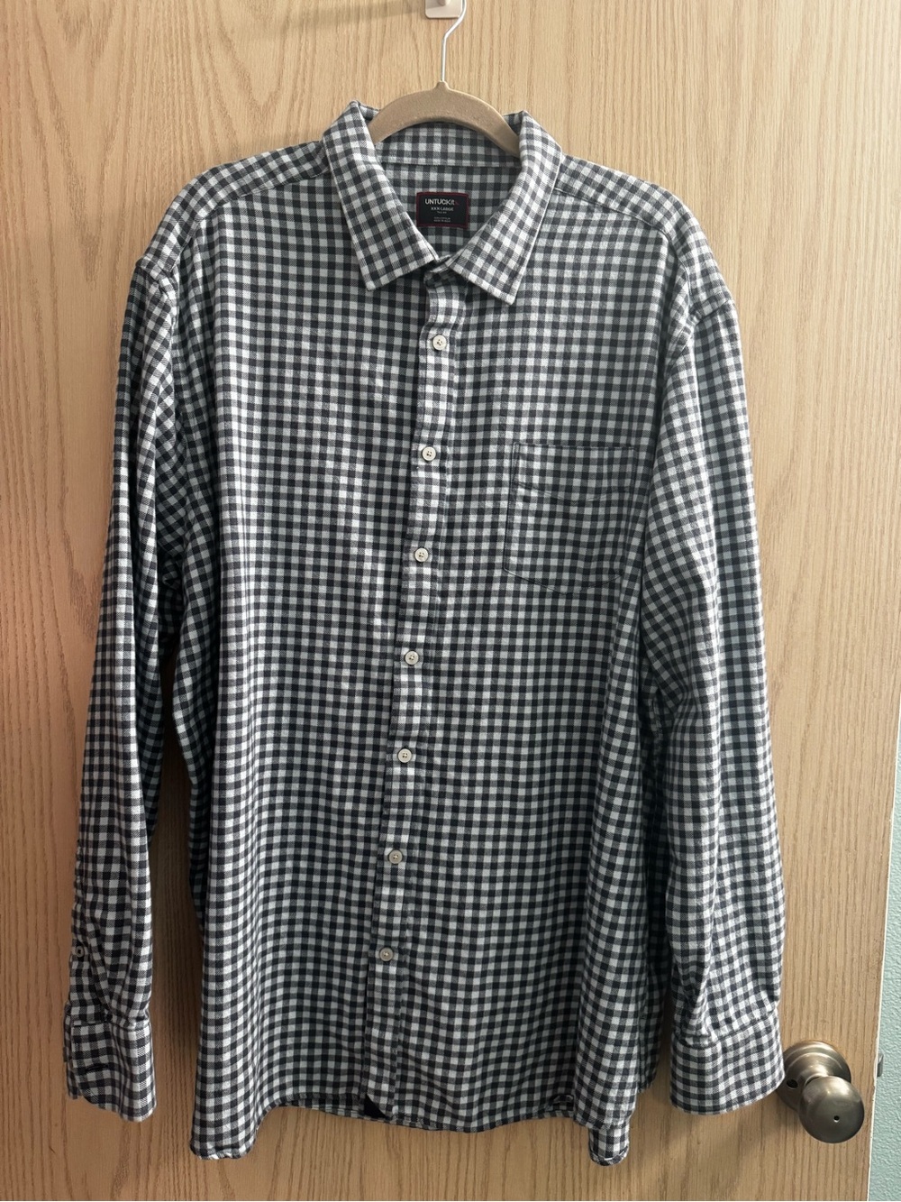 UNTUCKit Men's Grey/Blue and White Check Button-Down Shirt